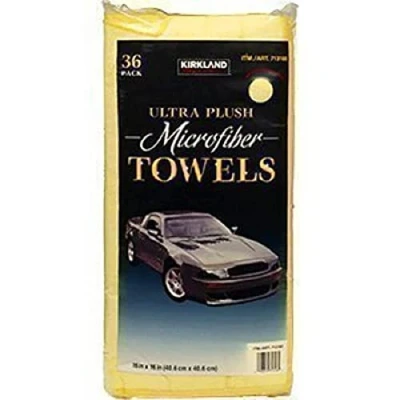 Image of Kirkland Signature 713161 Ultra Plush Microfibre Towels 36 Pack, Yellow, H 40.6 x W cm, Set of