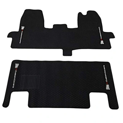 Image of UK Custom Covers RM522 455 Front &amp; Rear Heavy Duty Tailored Rubber Floor Mats Black To Fit Ford Transit 2018 2023