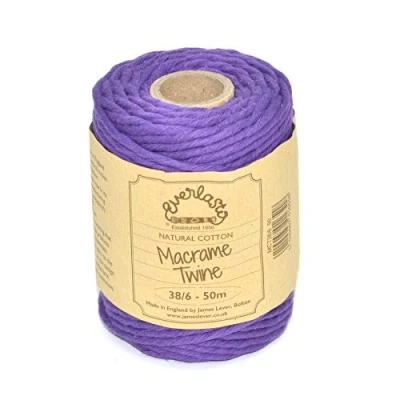 Image of 50M Spools Everlasto Single Twist Soft Cotton Coloured Macrame Craft Twine 38/6 (4mm approx) (Violet)