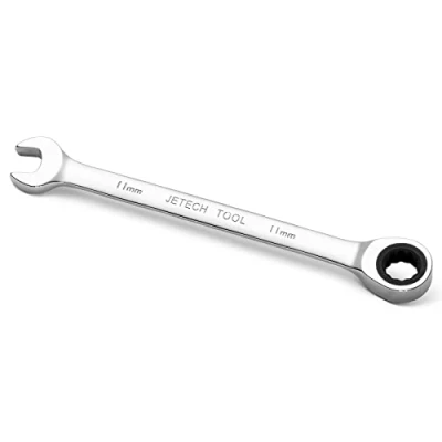 Image of Jetech 11mm Gear Wrench Metric Industrial Grade Cr V Steel Ratcheting Combination Wrench, Ratchet Spanner in Polished Chrome Finish