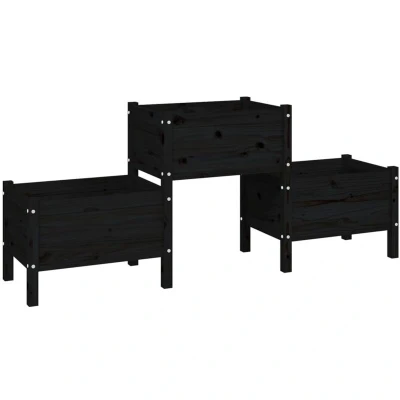 Image of vidaXL Planter Black 178.5x44x75 cm Solid Wood Pine