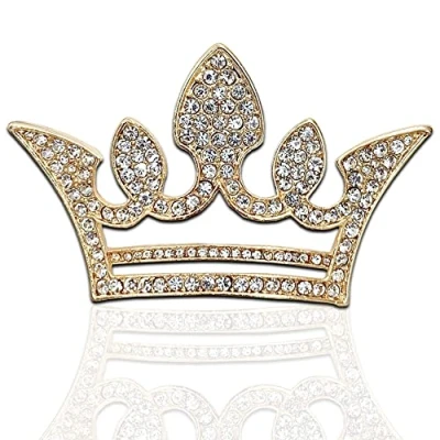 Image of Big Crown Brooch,Crown Brooches for Women,Crystal Corsage Brooch Pin,Clear Crystal Women Clothes Cardigan