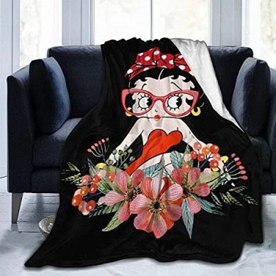 Image of Ultra Soft Flannel Fleece Blanket Betty Boop Stylish Bedroom Living Room Sofa Warm Throw 80&quot;X60&quot;for Adult