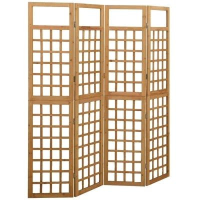 Image of vidaXL 4 Panel Room Divider/Trellis Solid Fir Wood 161x180 cm