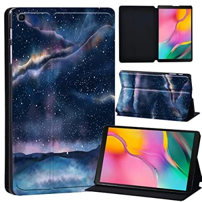 Image of Printed Leather slim lightweight Stand Cover Case for Samsung Galaxy Tab A 10.1 2019 (Model: SM T510 T515), with Function (Black) (milkyway)