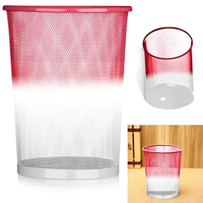Image of ARA CHOICE Colourful Mesh Waste Bins Rubbish Paper Wastebasket Trash Can Dustbin for Home Office Durable and easy to use Recycling Bin Bedrooms Multi Colour. (Red)
