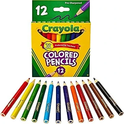Image of CRAYOLA Half Length Colouring Pencils Assorted Colours (Pack of 12) Tougher that Won&#039;t Easily Break Under Pressure Ideal for Kids Aged 3+