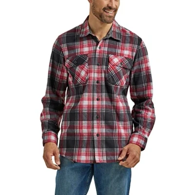 Image of Wrangler Authentics Men&#039;s Long Sleeve Heavyweight Fleece Shirt, Rio Red, Medium