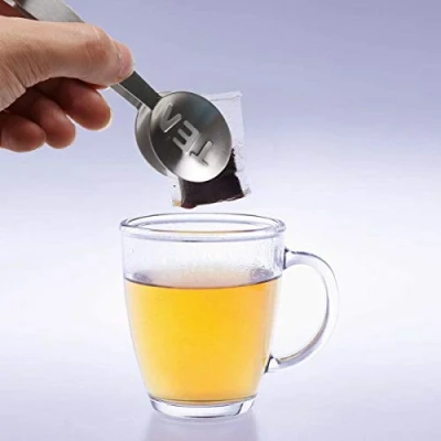 Image of Tea Bag Tongs Teabag Squeezer Strainer Ice Cube Mini Stainless Steel