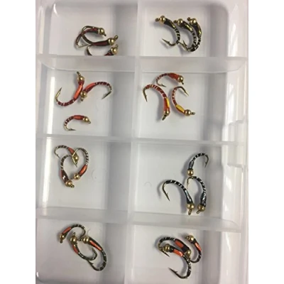 Image of FLY Fishing 24 Beadhead Epoxy Buzzers + FREE BOX Size 10 14 Trout Flies #345,