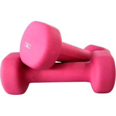 Image of Ab. Neoprene Dumbbells of 2Kg (4.4LB) Includes 2 1Kg (2.2LB) Pink Material : Iron with coat Exercise and Fitness Weights for Women Men at Home/Gym
