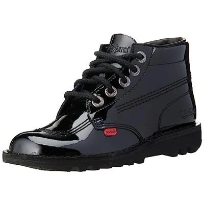 Image of Kickers Women&#039;s Kick Hi Classic Ankle Boots Extra Comfortable Added Durability Premium Quality, Patent Black, 6.5 UK