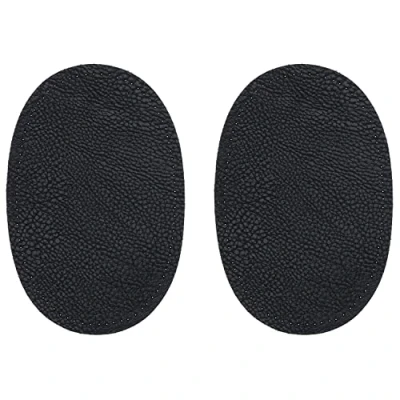 Image of ZUPAYIPA 2Pcs Sew On Fabric Oval Elbow Knee Patches Sweater Trousers Repair Craft Supply Sewing Appliques (Pu Leather，Black)