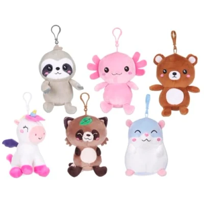 Image of One Kawaii Kuties 5&quot;/12.5cm Japanese Animal Soft Plush Bag Clip Please note: clips selected at random and sold separately