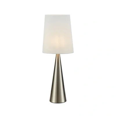 Image of Markslöjd Conus table lamp with off white lampshade, nickel