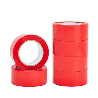 Image of Tezraftaar 6 x Red Parcel Packaging Tape 48mm 66m Heavy Duty Strong Adhesive Carton &amp; Box Sealing Packing for Shipping