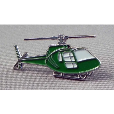 Image of Metal Enamel Pin Badge Fly Helicopter Green