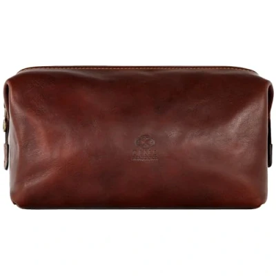 Image of Time Resistance Leather Toiletry Bag Cosmetic Case Italian Classy Dopp Kit Green