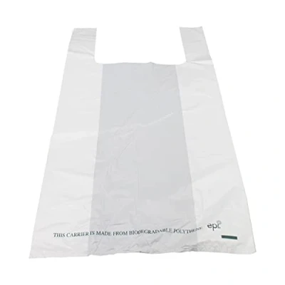 Image of Sunrise Packaging 100 x Large White 11 17 21 Biodegradable Carrier Bags 100% Degradable and Eco Friendly for Shopping, Gifts, Supermarket