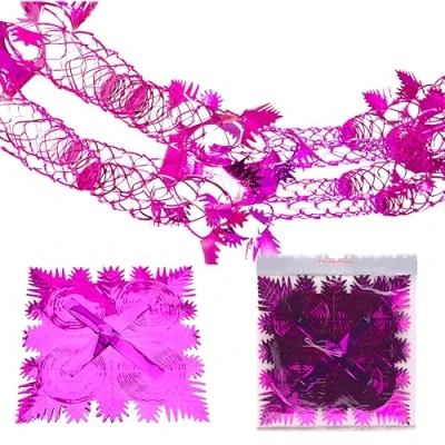 Image of Christmas Concepts® 9ft x 1ft Large Square Foil Garland Festive Hanging Decoration Trimming (Hot Pink)