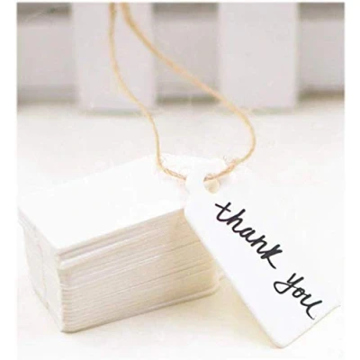 Image of 100pcs Kraft Paper Tag Cards Gift Favor Price Tags Blank Wedding Favour Christmas Party with 30m Jute Twine (White)