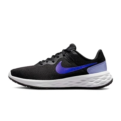 Image of NIKE Women&#039;s Revolution 6 Next Nature Sneaker, Black Lapis Light Thistle White, 3.5 UK