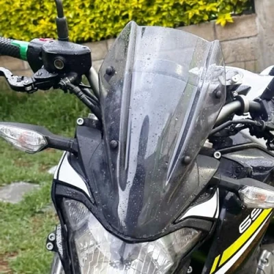 Image of Lorababer Double Bubble Windscreen Windshield Shield Screen Visor Viser with Bracket Motorcycle Compatible K awasaki Z650 Z 650 2017 2018 2019 parts (Light Smoke)
