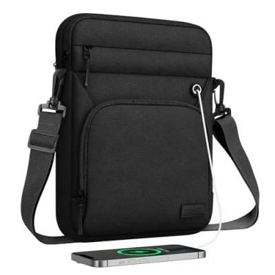 Image of MoKo 12.9 inch Tablet Sleeve Bag, Fits 13 New iPad Pro M4 &amp; Air M2 2024, M2&amp;M1, Galaxy Tab S9/S8 Plus 12.4&quot;, Multifunctional Bag with Shoulder and Headphone Port, Black