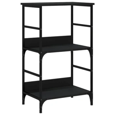 Image of vidaXL Black Bookshelf Freestanding Industrial Style Book Rack with Strong Engineered Wood and Sturdy Steel Frame