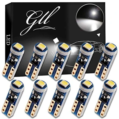 Image of GLL 10pcs White T5 LED Bulbs 74 70 37 17 2721 3528 5mm 1 3030 SMD for Car Interior Speedometer Dashboard Instrument Gauge Cluster Indicator Light Panel Dash Lamp
