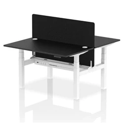 Image of Air B2B 1400x800mm Adjustable 2P Bench Desk CP Black/White + Screen