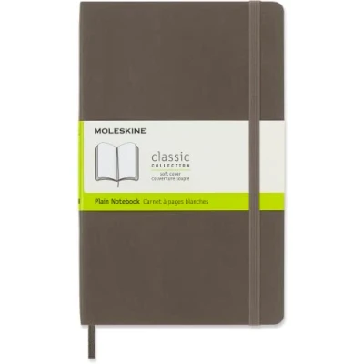 Image of Moleskine Classic Plain Paper Notebook Soft Cover and Elastic Closure Journal Color Earth Brown Large 13 x 21 A5 192 Pages