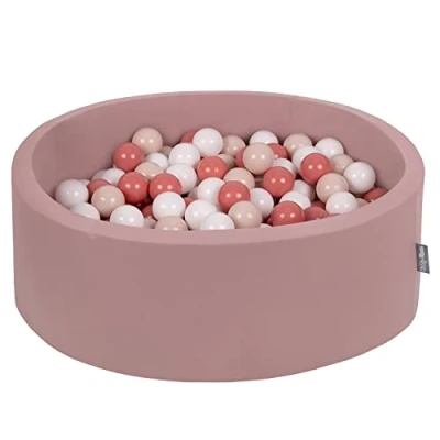Image of KiddyMoon 90X30cm/200 Balls ∅ 7Cm / 2.75In Baby Foam Ball Pit Made In EU, Heather:Pastel Beige/Salmon Pink/White