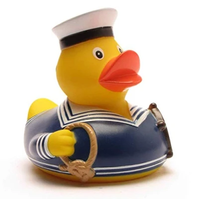 Image of Blue Sailor Bath Duck Rubber Duckling