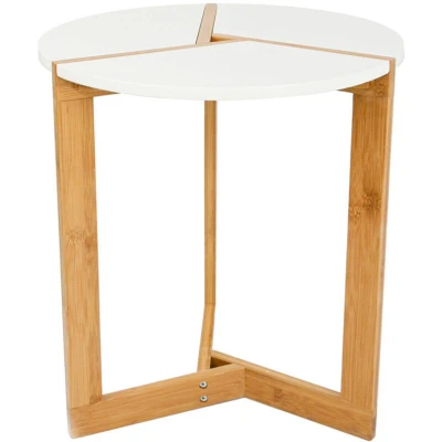 Image of DuneDesign Scandinavian Side Table 40 x 45 cm Round Wooden Living Room Coffee White