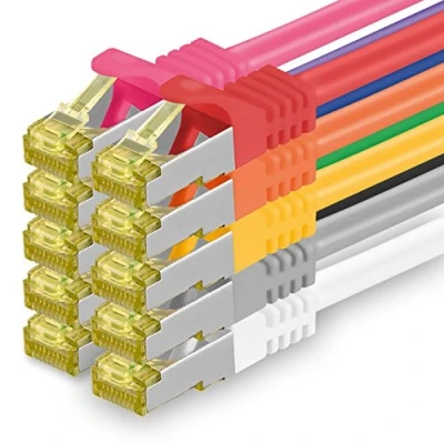 Image of 1aTTack.de 10 X 1 M Cat 7 Ethernet Cable High Speed Gigabit RJ45 LAN Patch Cord with 10Gbps 600Mhz/s SFTP PIMF LSZH Colors