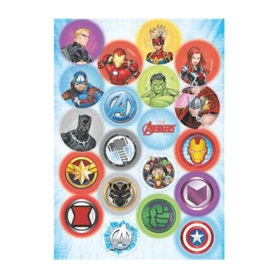 Image of dekora , Avengers, Mini Wafer Discs, Edible Decorations for Cupcakes, Cookies and Muffins, Perfect Party Supplies, 3,4 CM