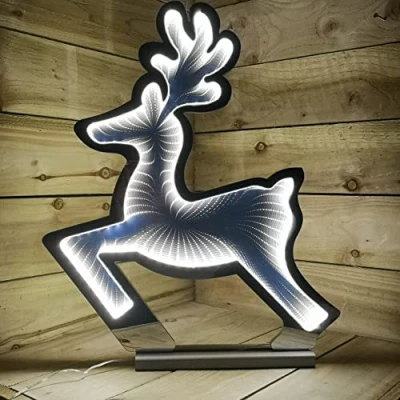Image of Samuel ALEXANDER 60cm LED Infinity Ice White Leaping Reindeer Christmas Decoration