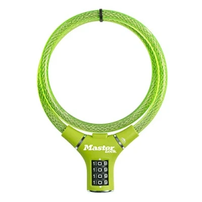 Image of Master Lock Bike Cable [Combination] [90 cm Cable] [Outdoor] [Green] 8229EURDPROGRN Ideal for Bike, Electric Skateboards, Strollers, Lawnmowers and other Outdoor Equipments
