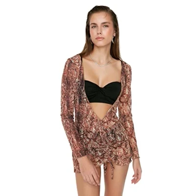 Image of Trendyol FeMan Mini Bodycon Slim fit Knit Dress Brown