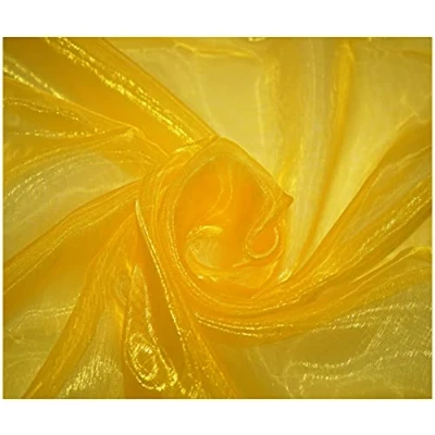 Image of Premium Crystal Organza Voile Fancy Dress Costume Decorations Fabric 150cm Wide/Sold by The Metre (Yellow)