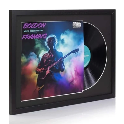 Image of 12&quot; Vinyl LP Record and Album Cover Black Frame Memorabilia Wall Art Display