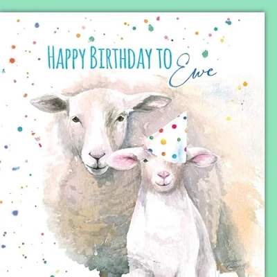 Image of Party sheep Happy birthday to Ewe Fun quality card greeting for her or him