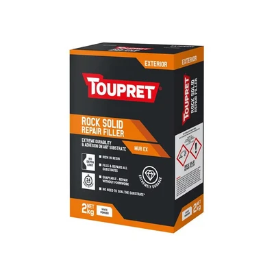 Image of Toupret,2 Liters,Neutrel,TOUTTMUX02 Exterior Rock Solid Repair Filler 2kg