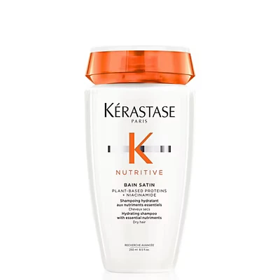 Image of Kérastase Nutritive, Gentle Hydrating Shampoo for Dry Hair, Nourishing Protein Formula with Niacinamide, Moisturises, Softens and Restores Shine, Bain Satin, 250 ml