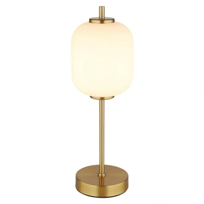 Image of Ewald Globe Table Lamp Brass Coloured Opal Glass Shade LED 3000K