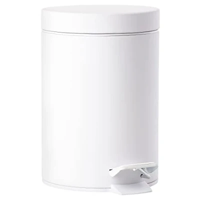 Image of Zone Denmark Only 3L Round Stainless Steel White Bin Rubbish 3 L, Round, Steel, White, Pedal, 17 cm