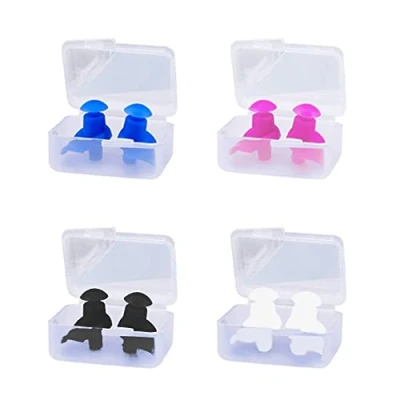 Image of 4 Pairs Swimming Ear Plugs Silicone Waterproof Earplugs Reusable Swimmer for Showering Bathing Surfing and Other Water Sports