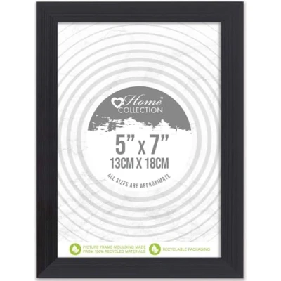 Image of Black Ribbed Design Freestanding Wall Mount Picture Photo Frame 5 x 7&quot;