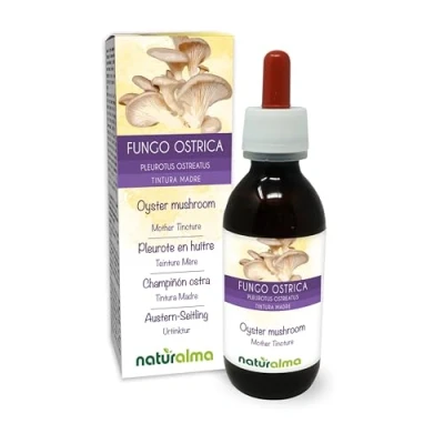 Image of Oyster Mushroom (Pleurotus ostreatus) Fungus or Alcohol Free Mother Tincture Naturalma Liquid Extract Drops 120 ml Food Supplement Vegan